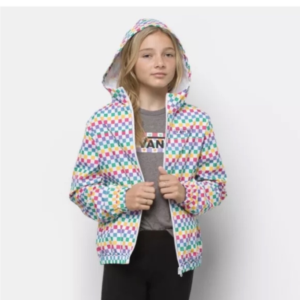 Vans Rainbow Kastle Hooded Zip Front Kid’s Windbreaker Jacket